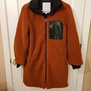 NVLT Brown Teddy Jacket with Black Accents, Sz S.